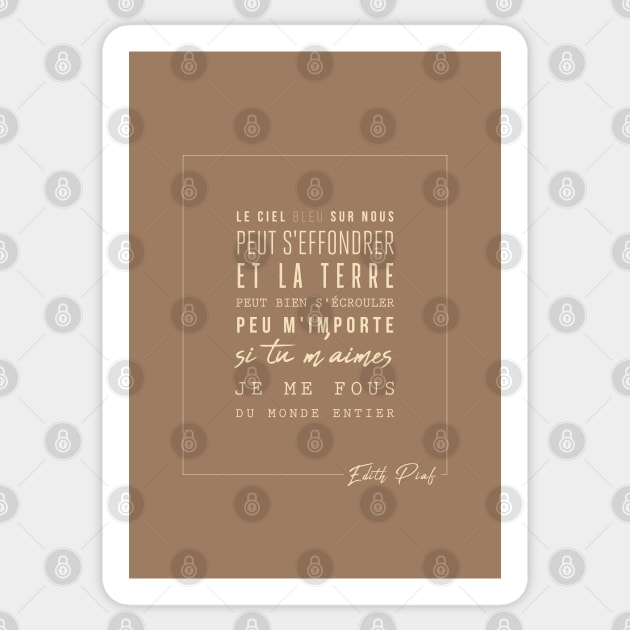 Edith Piaf - Edith Piaf - The hymn to love - Lyrics - Sticker by Labonneepoque